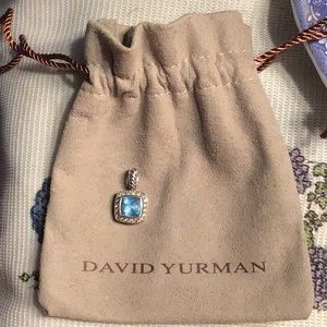 EUC David Yurman 925 diamond pendant w/ Blue Topaz